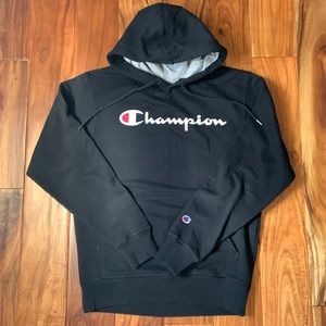 Champion Black Hoodie Sweatshirt Men’s Size S Small EUC